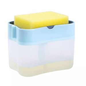 ALi 2-in-1 Soap Pump Dispenser With Sponge Holder Liquid Dispenser Container Hand Press Soap Organizer Kitchen Cleaner