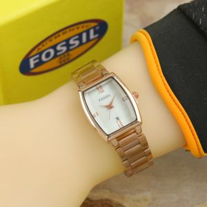BOX EXCLUSIVE JAM TANGAN FOS PERSEGI PANJANG KECIL TALI RANTAI / JAM TANGAN FASHION WANITA DIAMETER 25MM
