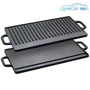 Heavy-Duty Cast Iron Griddle with Double Handles Large Surface for Indoor and Outdoor Grilling of Steaks and Bread
