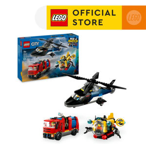 LEGO City 60462 Helicopter Fire Truck & Submarine Remix (874 Pieces) Mainan Building Block Toys