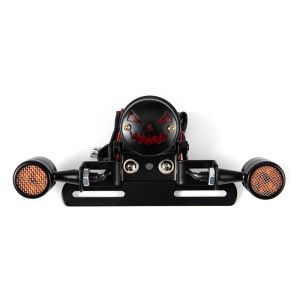 Black Motorcycle Tail Rear Light License Plate Bracket Universal Retro Driving Brake Turn Signal Light Integrated Taillight