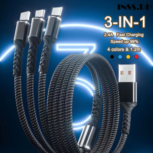 ⚡2025 new Fast charging⚡ 3 in 1 USB Charging Cable Fast Charger cord Type C/Android Micro Multiple USB Phone Cable for android fast charger cord charger original for android original type retractable charger usb charging fast cord USB cable cable organize