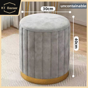KT Bazaar Makeup Bench Light Luxury Round Bench Chair Bedroom Storage Bench Sofa Stool Dressing Table Stool Makeup Chair Small Velvet style
