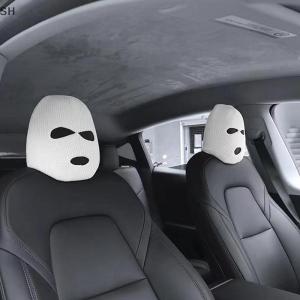 🚗🛵SH 1pc Car Seat Cover Masked Person Knitted Headgear Halloween Headrest Cover Decoration Car Anti-theft Warning Accessories