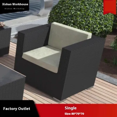 17vm Sofa Outdoor Courtyard Sofa Waterproof And Sunscreen Rattan Rattan Chairs Rattan Weaving Sofa Set 0C8M3