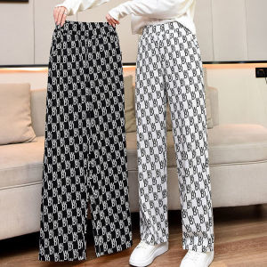 GanLai Women Short Trousers Hong Kong Style Wide Leg Pants Women Elastic High Waist Drooping Loose Casual Mopping Trousers