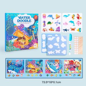 Montessori Magical Sticker Water Drawing Book Toys Reusable Coloring Water Painting Book Sensory Early Educational Toys Gifts