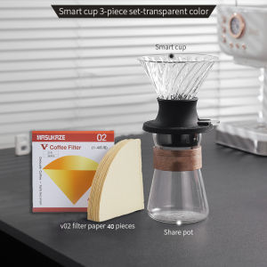 Hand Brewed Coffee Maker Set with Coffee Filter Cup Immersion Dripper Switch Glass Coffee Filters V02 Set for Home Office 500ml