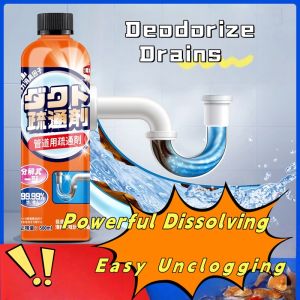 Pipe unclogging agent dissolves clogged drains toilets kitchen grease and liquids for cleaning