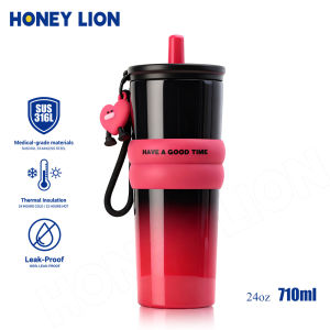 Premium 24oz Insulated Thermal Cup - High-Grade 316 SS Inner - Double Mode Drinking Lid - Spill-Proof Water Bottle for Car & Office- HoneyLion