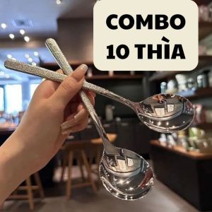 Combo 10 Thìa Muỗng Hàn Quốc Cán Dài Cao Cấp Chất Liệu Inox Sáng Bóng Không Gỉ Vuadienmay