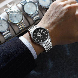 OPK watch for men original waterproof fashion korean style calendar luminous stainless steel with gift box