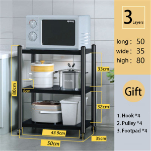 3 Layer Stainless Steel Kitchen Shelf Goods Shelves Rice Cooker Microwave Metal Steel Frame Organizer