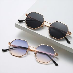 GOODOO Retro Small Frame Shades Sunglasses for Men/Women Metal Sunglasses Polygon Sun Glasses Square Sunglasses