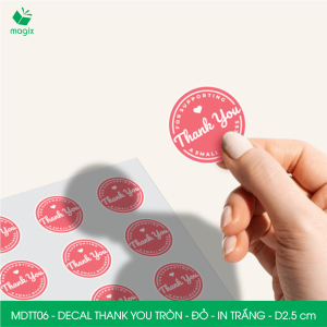 MDTT06 - D2.5cm - 50 Sticker Thank you decal Thank you tròn dán hộp carton tem cám ơn nhãn dán cảm ơn trang trí gói hàng