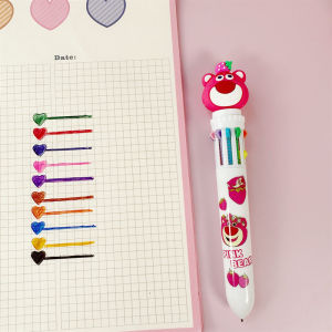Bút Bi 10 màu Có Thể Thu Gọn Họa Tiết Gấu Dâu Tây Dễ Thương Trùm Sỉ Gia Thành