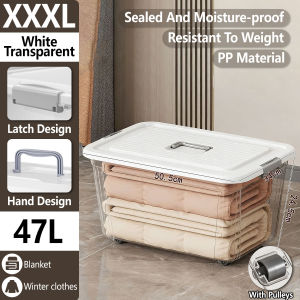 UNIDO Transparent Storage Box Stackable Multipurpose Clothe Toy Sundries Organizer Box With Lid & Wheels