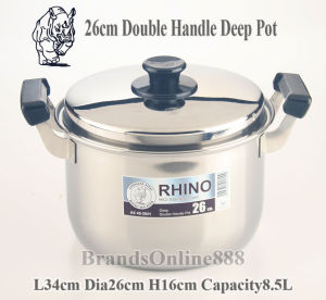 Rhino Stainless Steel Double Handle Pot/Queen Pot/King Pot (18/20/22/24/26/28/30/32) LZH4000