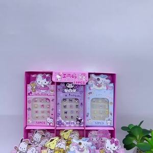 12 Pcs Sanrio Nail Sticker Anime Stickers Fashion Manicure Stickers Manicure Tattoos Set Mymelody Kuromi Cinnamoroll PomPom Purin Pochacco Children's Day Gifts