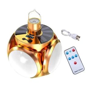 INEOO Portable Solar Camping Light with Hook Remote Control Folding Football Bulb Rechargeable Desk Lamp for Tent Emergency Chandelier