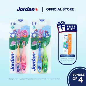 Jordan | Step 1-3 Baby and Kids Toothbrush (Twin Pack) | Age 0-9 Years | Bundle of 4