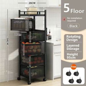[SG Stock] Multi-Layer Storage Trolley Cart with Wheels Kitchen Organizer Shelf Mobile Storage Rack for Home & Household Use