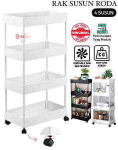 (BISA COD) PROMO Rak Troli Susun Serbaguna 4 Tingkat / Rak Dorong / Rak Yeye / Rak Penyimpanan 4 Tingkat Roda / Rak Dapur / Rak Slim / Trolly Rack Perlengkapan Bayi / Kamar Mandi / Tempat Snack Rak Dorong Multifungsi
