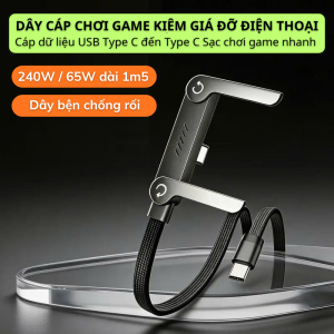 Dây dữ liệu có thể gập lại cho máy tính bảng điện thoại Cáp chơi game khuỷu tay Cáp sạc nhanh kiêm giá đỡ PD240W Type-C