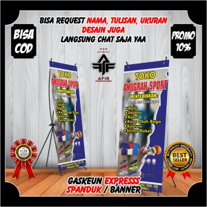 Cetak X Banner Berdiri Toko Olahraga / Alat - alat Olahraga Berkualitas / Spanduk Banner Backdrop Toko Alat Alat Olahraga