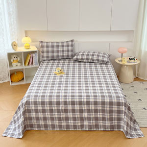 Simple Plaid Flatsheet High Quality Washed Cotton Bed Sheet Single Queen King Super King