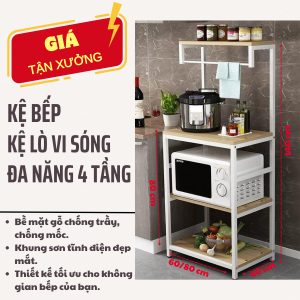VNH-529 Giá kệ để lò vi sóng đồ dùng bếp đa năng 4 tầng sắt sơn tĩnh điện chắc chắn tiện ích không gian