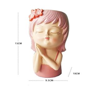 LEKGAVD Cartoon Face Planters Pots Resin Girl Statue Fairy Flowerpot Vases Realistic Succulent Planter Pot Outdoor Gardens