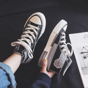 IDEALIFESHOES Sepatu Wanita Sneakers Import Korea cewek High Top Kanvas Warna pink Hitam putih murah