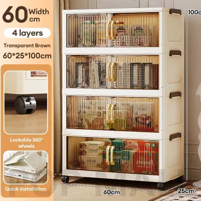 JOVNO Foldable Storage Cabinet with Drawers 35cm Adjustable Wardrobe Organizer | Plastic Durabox for Bedroom Closet