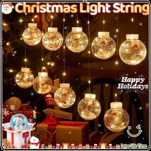 LED Christmas String Lights Hanging Ball Santa Decor for Window Home Xmas Party Decorations