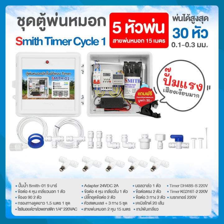 ชุดตู้คอนโทรลพ่นหมอก SMITH Timer Cycle พร้อมหัวพ่น