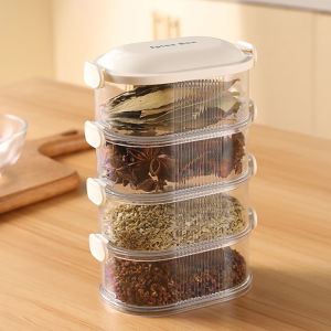 Multi Tiers Spices Organiser Leakproof Container Stackable Kitchen Storage Box For Salt Pepper Seasonings Seal Proof Box
