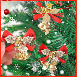 5pcs/pack 4cm Christmas Tree Decorations Mini New Year Ornaments Bows Christmas Bell Bowknot Crafts