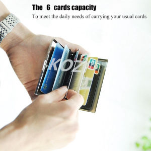 KOZI Slim High Quality Anti-theft RFID Aluminum ID Credit Card Holder Business Wallet for Men Minimalist Design Card Box Card Holder Wallet Stainless Steel Business ID Credit Card Holder RFID Blocking Protector Case Box