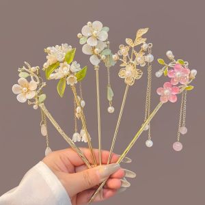 Tassel Flower Hair Stick for Woman Metal Hairpin Chinese Style Hair Stick Headwear