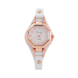 New Rivet Womens Casual Watch Octagon Dial Leather Strap Simple Thin Belt High End Quartz Watch For Women Value Choice