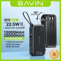 BAVIN PC032 10000mAh / PC1103 20000mAh Portable Powerbank 22.5W PD Fast Charging QC3.0 Built-in Cables for iPh 16. 