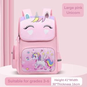 Cute Unicorn Design School Backpack Large Capacity Trendy Pink & Purple School Bag for Elementary Students Girls