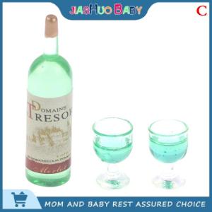JiaShuo Baby Toy 3pcs set 1 12 Dollhouse Miniature Simulation Wine Bottle Wine Glass Model Toys