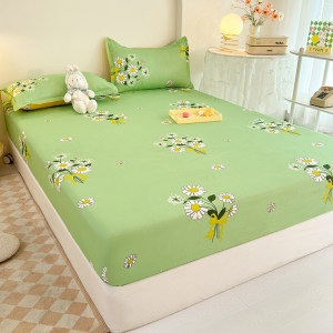 ชุดผ้าปูที่นอน 3.5/5/6ฟุต(ฟรี2 ชิ้น ปลอกหมอน)กันไรฝุ่น ผ้ารองกันเปื้อนที่นอน รัดมุม360° ระบายอากาศ