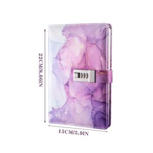 DHCRP Thickened A5 Journal Notebook Protecting Secrets 180 Pages Password Book with Lock Creative PU Leather Student Notepad Student