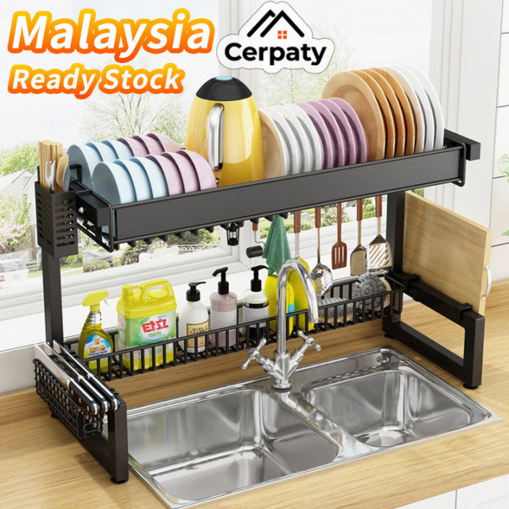 Kitchen Dish Rack Stainless Steel Rak Sinki Dish Drainer Rak