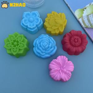 【N2HAO】 5PCS Flower Silicone Candle Mold DIY Handmade 3D Rose Soap Plaster Resin Mould Cake Baking Tool Kitchen Party Decoration Supply