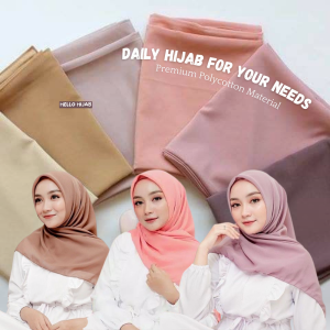 [ COD ] Bella Square Polycotton 50 Warna Hijab Segiempat 115 x 115 Anti Letoy