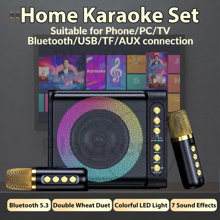 Bluetooth Speaker RGB Light Wireless Bluetooth Dual Microphone Karaoke ...